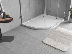 Mexen Flow cadă de duș semicirculară asimetrică slim dreaptă 90 x 80 cm, alb lucios - 46Q108090R