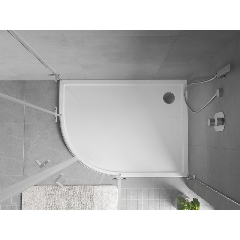 Mexen Flow cabină de duș semirotundă asimetrică slim dreapta 90 x 80 cm, alb lucios - 46Q108090R