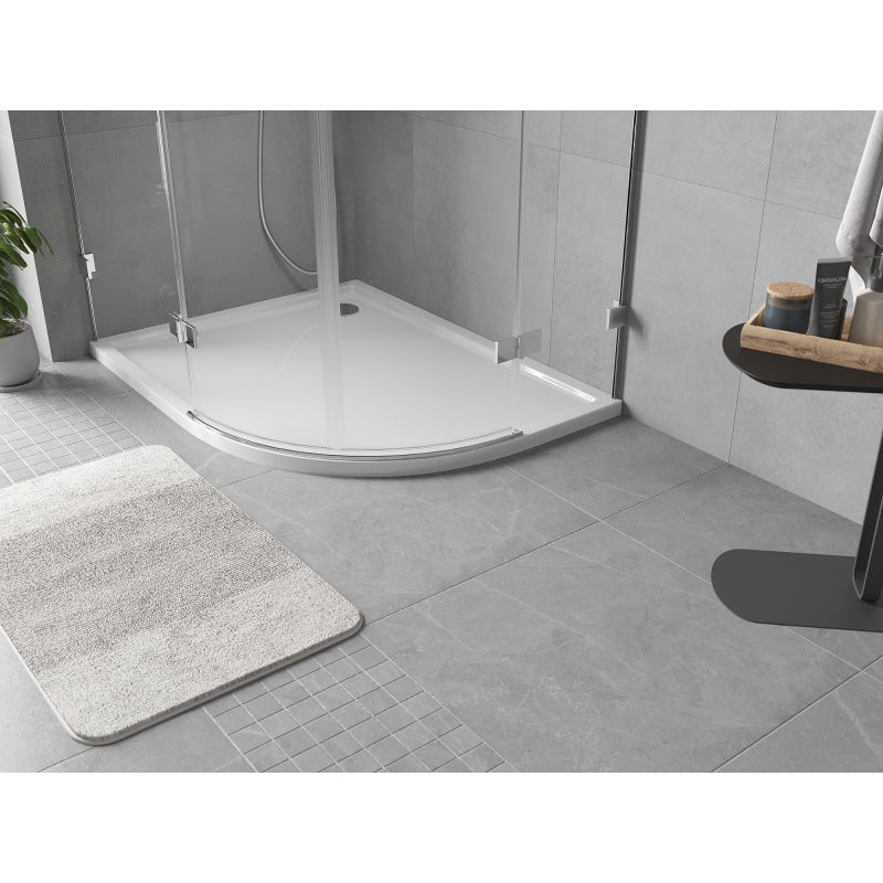 Mexen Flow cădiță de duș semicirculară asimetrică slim stânga 100 x 80 cm, alb lucios - 46Q108010L