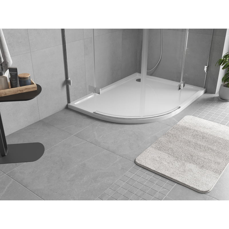 Mexen Flow cadă de duș asimetrică semicirculară slim dreapta 100 x 80 cm, alb lucios - 46Q108010R