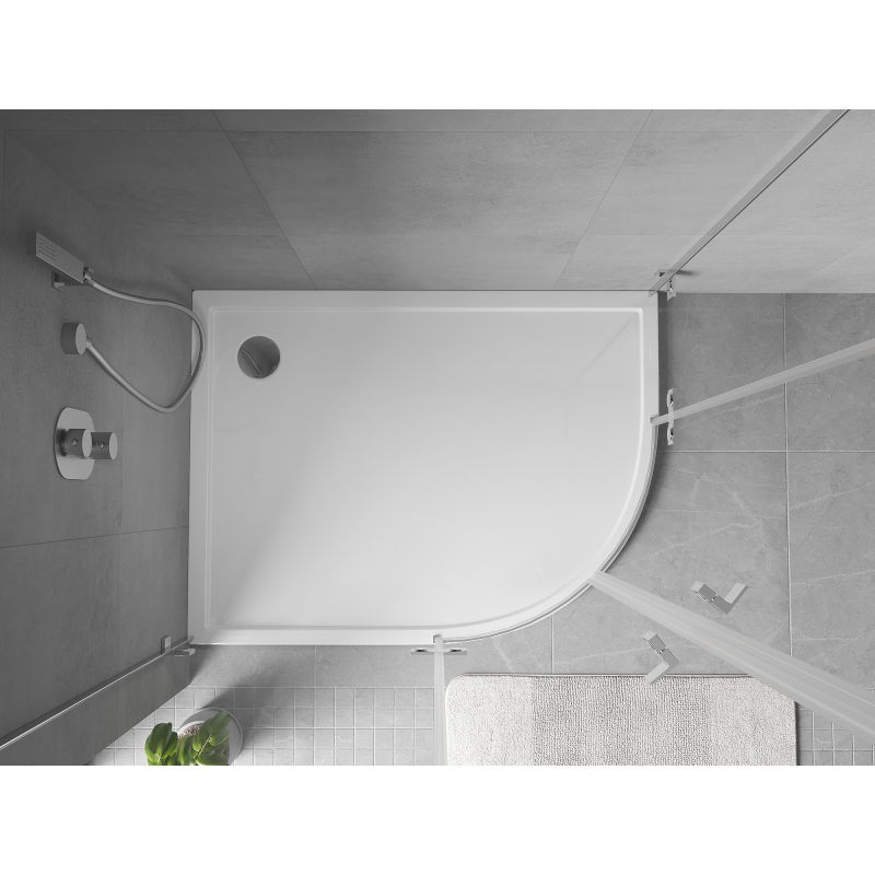 Mexen Flow cadă de duș asimetrică slim stânga 100 x 90 cm, alb lucios - 46Q109010L