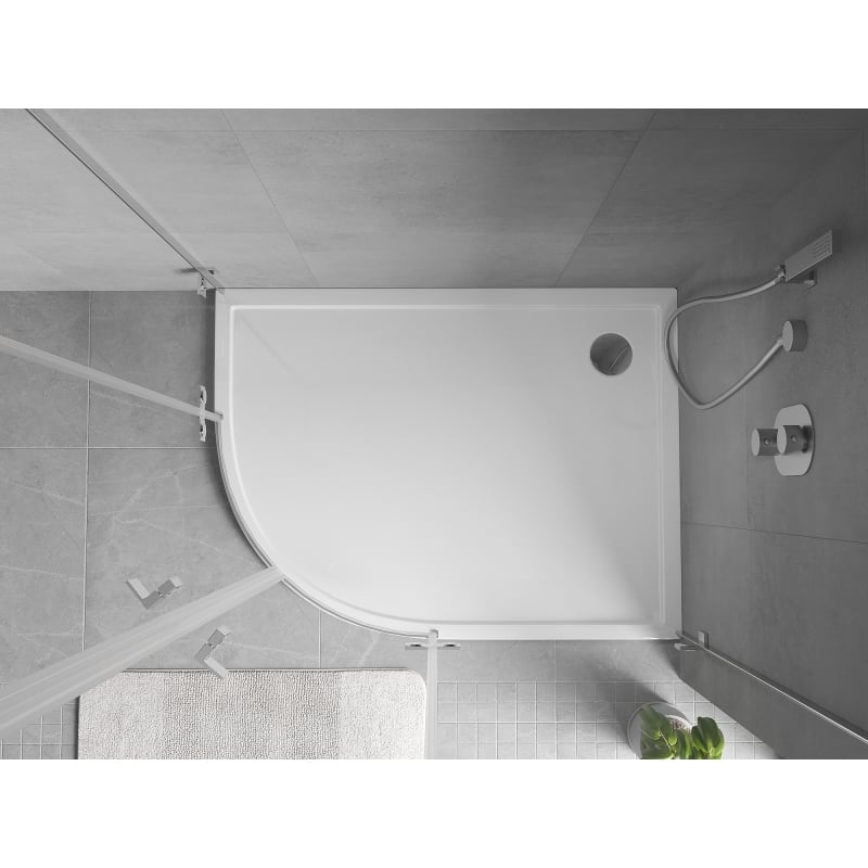 Mexen Flow félköríves aszimmetrikus slim jobb zuhanytálca 100 x 90 cm, fényes fehér - 46Q109010R