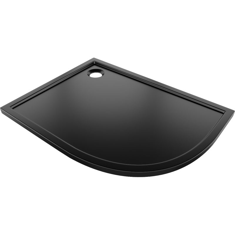 Mexen Flow cadă de duș semicirculară asimetrică slim stânga 90 x 80 cm, negru mat - 46Q708090L