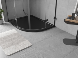Mexen Flow cadă de duș semirotundă asimetrică slim stânga 100 x 80 cm, negru mat - 46Q708010L