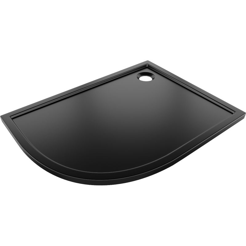 Mexen Flow cadă de duș semicerc asimetrică slim dreapta 100 x 80 cm, negru mat - 46Q708010R