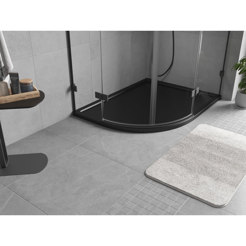 Mexen Flow cadă de duș semicirculară asimetrică slim dreapta 100 x 90 cm, negru mat - 46Q709010R