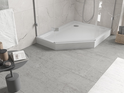 Mexen Flow+ cadă de duș pentagonală dreaptă 90 x 80 cm, alb lucios - 46P108090RH