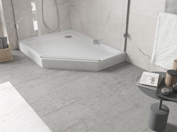 Mexen Flow+ cadă de duș pentagonală stânga 100 x 80 cm, alb lucios - 46P108010LH