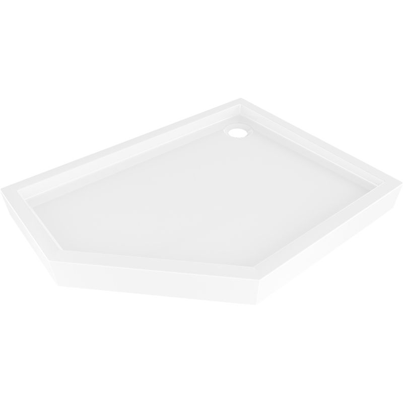 Mexen Flow+ cadă de duș pentagonală dreaptă 100 x 80 cm, alb lucios - 46P108010RH