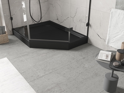 Mexen Flow+ cadă de duș pentagonală stânga 90 x 80 cm, negru mat - 46P708090LH