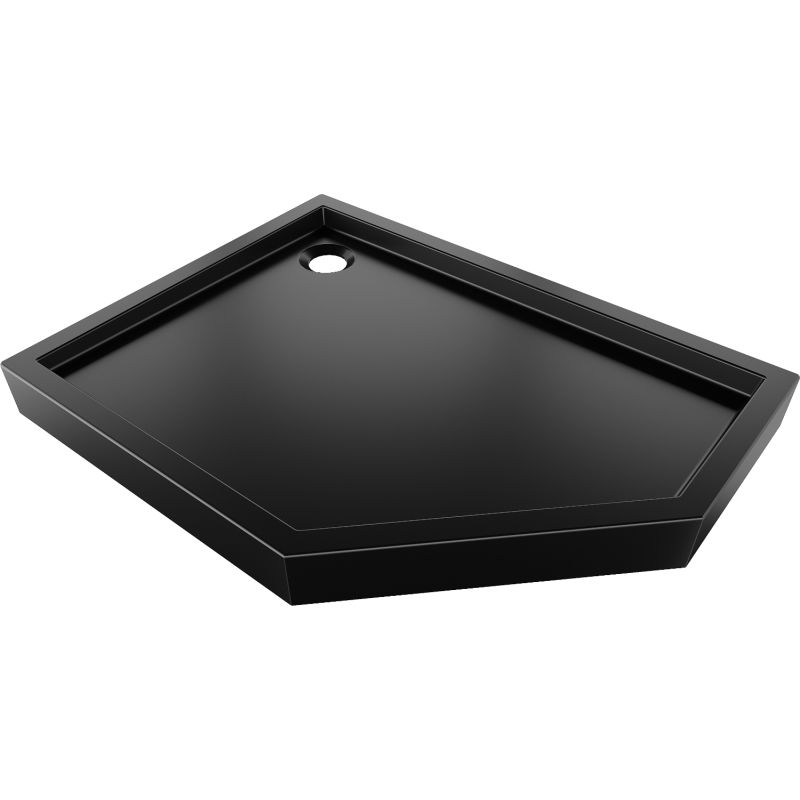 Mexen Flow+ cadă de duș pentagonală stânga 80 x 100 cm, negru mat - 46P708010LH