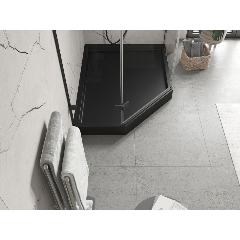 Mexen Flow+ brod superioară cu cinci laturi dreapta 100 x 80 cm, negru mat - 46P708010RH