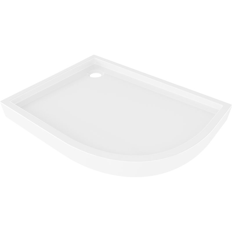 Mexen Flow+ cadă de duș semirotundă asimetrică stânga 90 x 80 cm, alb lucios - 46Q108090LH