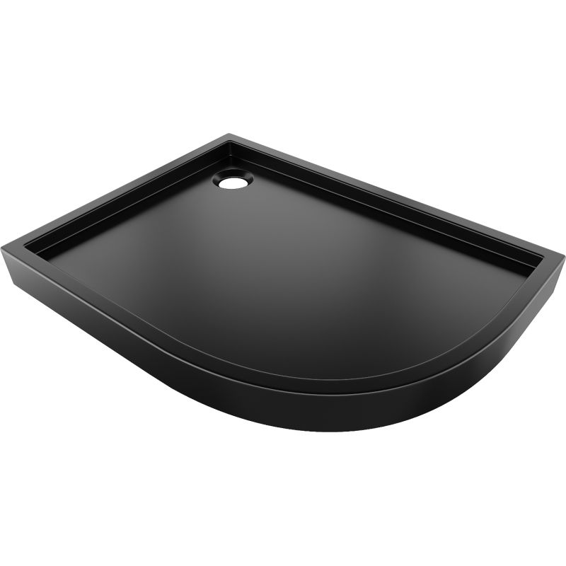 Mexen Flow+ cadă de duș semirotundă asimetrică stânga 90 x 80 cm, negru mat - 46Q708090LH
