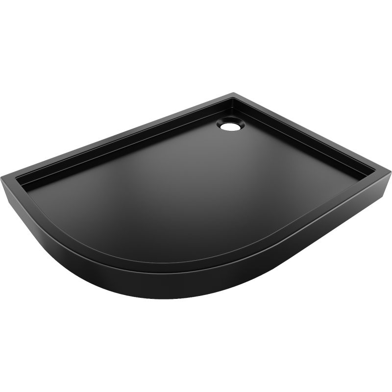 Mexen Flow+ cadă de duș semi-rotundă asimetrică dreaptă 90 x 80 cm, negru mat - 46Q708090RH