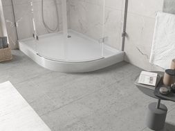 Mexen Flow+ cadă de duș semirotundă asimetrică stânga 100 x 80 cm, alb lucios - 46Q108010LH