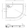 Mexen Flow+ félköríves aszimmetrikus bal zuhanytálca 100 x 80 cm, fekete matt - 46Q708010LH