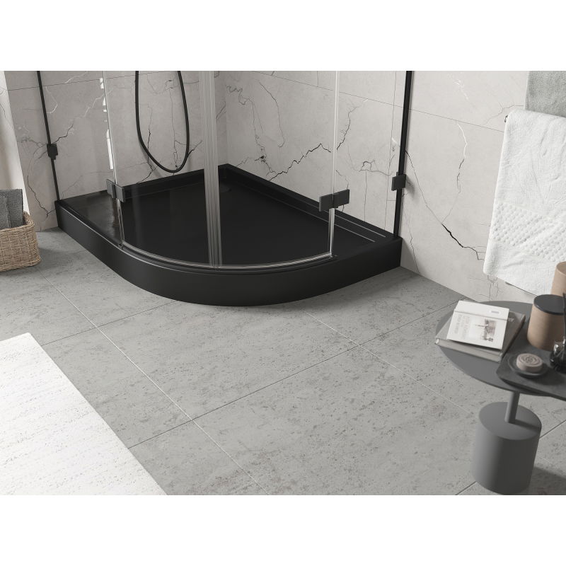 Mexen Flow+ cadă de duș semicirculară asimetrică stânga 100 x 80 cm, negru mat - 46Q708010LH