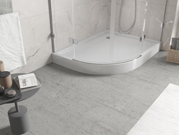Mexen Flow+ cadă de duș semirotundă asimetrică dreaptă 100 x 80 cm, alb lucios - 46Q108010RH