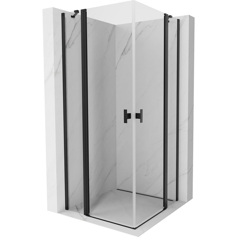 Mexen Mist Duo cabină de duș pivotantă 80 x 80 cm, transparentă, neagră - 8A4-080-080-70-00