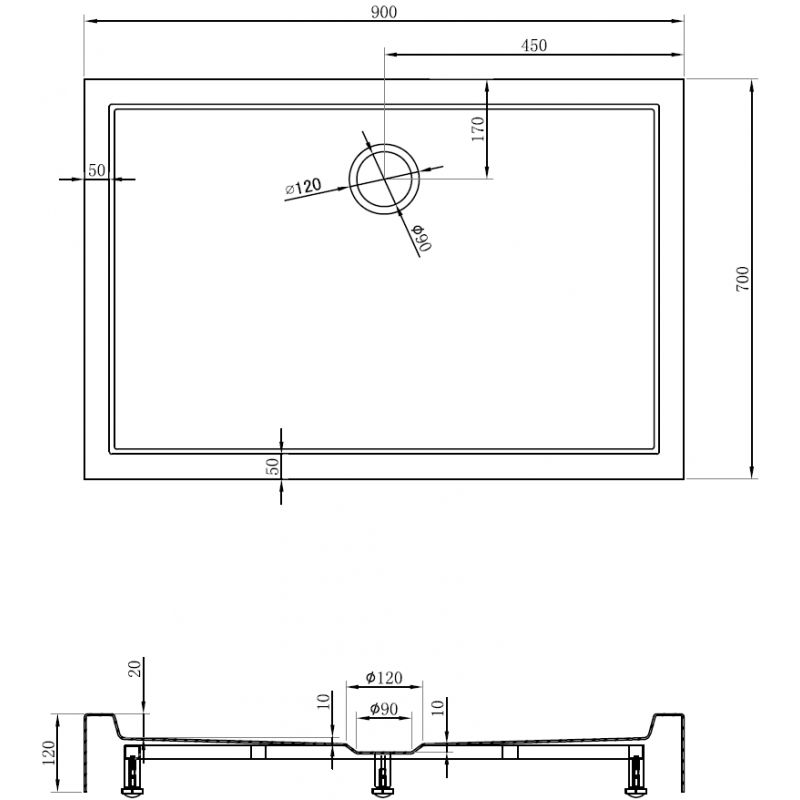 Mexen Flow+ cadă de duș dreptunghiulară 90 x 70 cm, negru mat - 46R707090H