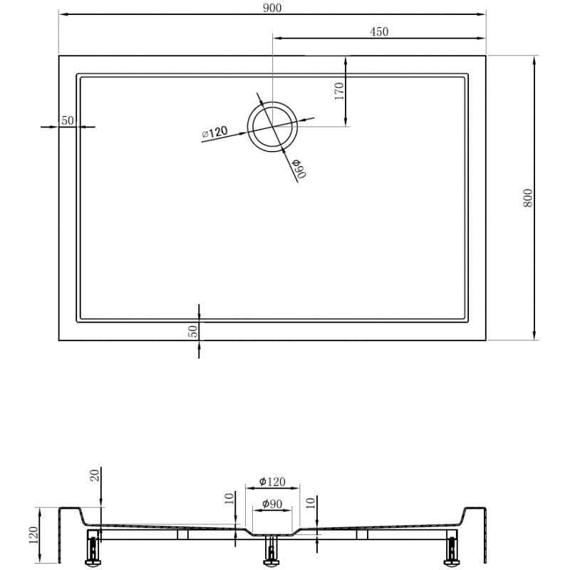 Mexen Flow+ téglalap alakú zuhanytálca 90 x 80 cm, fényes fehér - 46R108090H