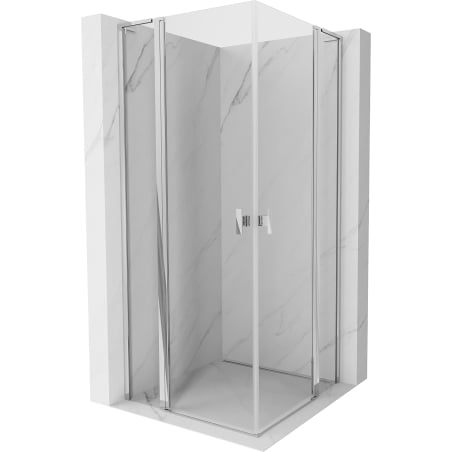 Cabină de duș cu balamale Mexen Mist L Duo 100 x 100 cm, transparentă, cromată - 8A4L-100-100-01-00