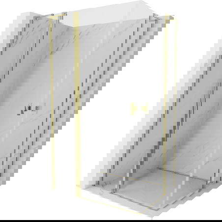 Mexen Mist L Duo cabină de duș cu uși batante 105 x 100 cm, transparent, aurie - 8A4L-105-100-50-00