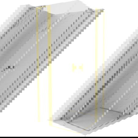 Mexen Mist L Duo cabină de duș cu uși batante 105 x 105 cm, transparent, auriu - 8A4L-105-105-50-00