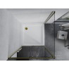 Mexen Apia cabina de duș glisantă 100 x 100 cm, transparentă, aurie + cadă duș Flat, albă - 840-100-100-50-00-4010G