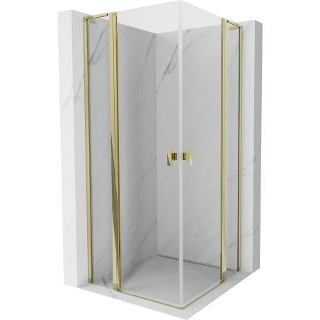 Mexen Mist L Duo cabină de duș basculantă 110 x 110 cm, transparent, auriu - 8A4L-110-110-50-00