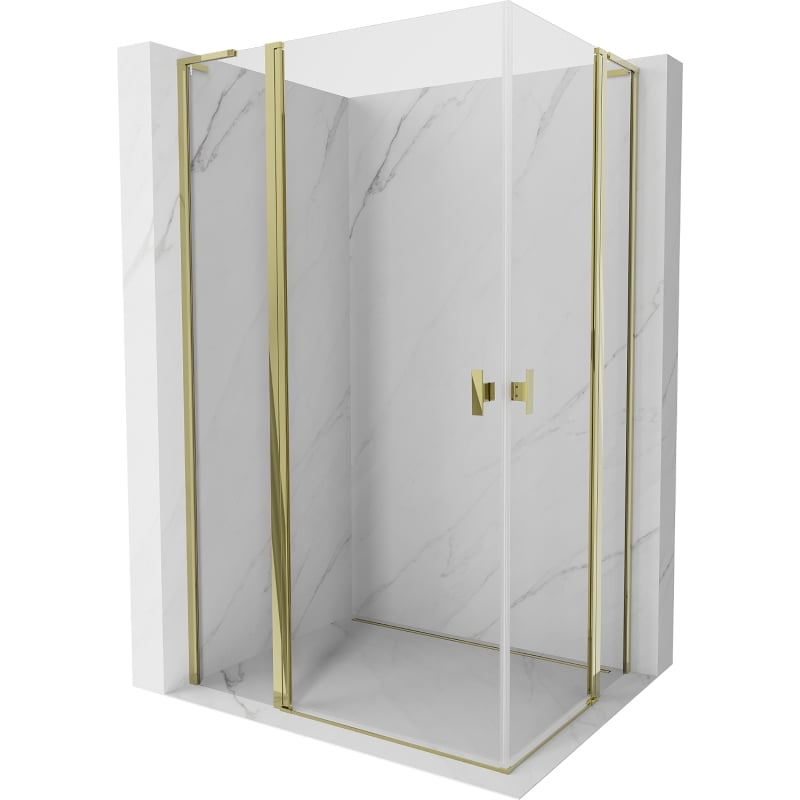 Mexen Mist L Duo cabină de duș pivotantă 115 x 110 cm, transparentă, aurie - 8A4L-115-110-50-00