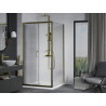 Mexen Apia cabina de duș glisantă 100 x 100 cm, transparentă, aurie + cadă duș Flat, albă - 840-100-100-50-00-4010G