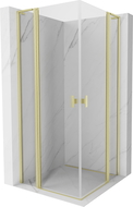 Mexen Mist L Duo cabină de duș batantă 95 x 95 cm, transparent, auriu periat - 8A4L-095-095-55-00