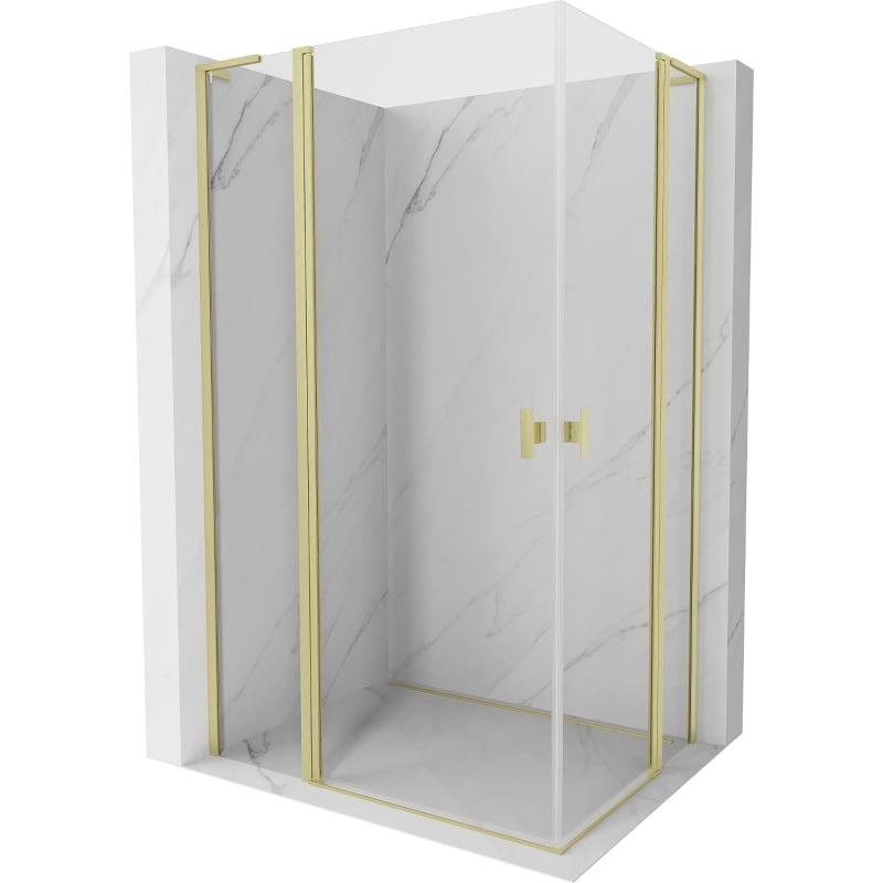 Mexen Mist L Duo cabină de duș cu balamale 100 x 95 cm, transparență, auriu periat - 8A4L-100-095-55-00