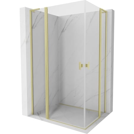 Mexen Mist L Duo cabină de duș cu balamale 100 x 95 cm, transparență, auriu periat - 8A4L-100-095-55-00