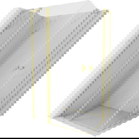 Mexen Mist L Duo cabină de duș pivotantă 115 x 110 cm, transparentă, auriu periat - 8A4L-115-110-55-00