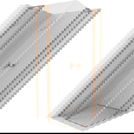 Cabină de duș Mexen Mist L Duo, cu uși batante, 95 x 95 cm, transparent, cupru periat - 8A4L-095-095-65-00