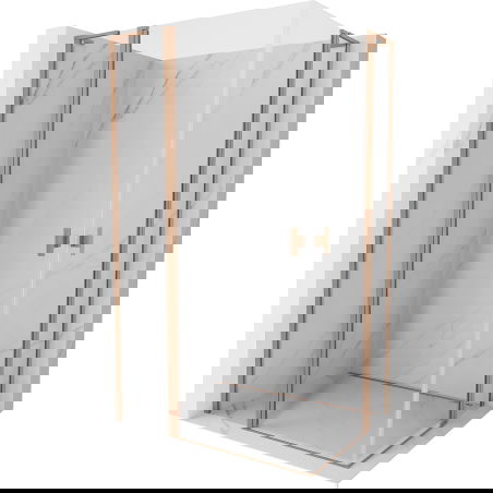 Mexen Mist L Duo cabină de duș cu uși batante 115 x 90 cm, transparent, cupru periat - 8A4L-115-090-65-00