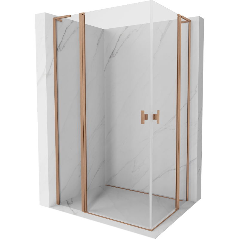 Mexen Mist L Duo cabină de duș oscilantă 120 x 115 cm, transparentă, cupru periat - 8A4L-120-115-65-00
