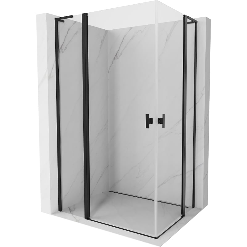 Mexen Mist L Duo cabină de duș pivotantă 120 x 90 cm, transparentă, neagră - 8A4L-120-090-70-00