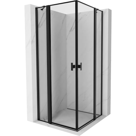 Mexen Mist Duo cabină de duș batantă 85 x 85 cm, cadru negru, negru - 8A4-085L-085P-70-70