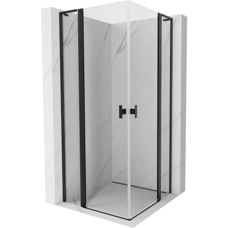 Mexen Mist L Duo cabină de duș pivotantă 110 x 110 cm, transparentă, negru - 8A4L-110-110-70-00