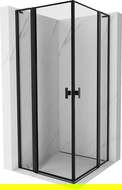 Cabină de duș cu deschidere dublă Mexen Mist L 120 x 120 cm, cadru negru, negru - 8A4L-120L-120P-70-70