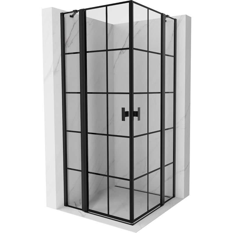 Mexen Mist Duo cabină de duș pivotantă 70 x 70 cm, grilaj negru, neagră - 8A4-070L-070P-70-77