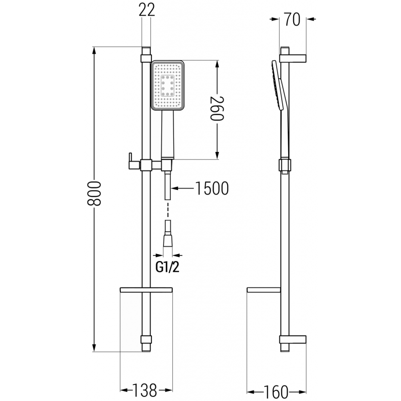 Mexen DQ54 set duș ajustabil, negru - 785544581-71