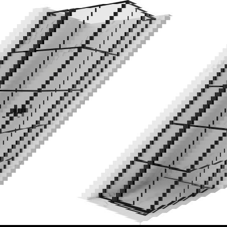 Mexen Mist L Cabină de duș Duo batantă 95 x 95 cm, grilaj negru, negru - 8A4L-095L-095P-70-77