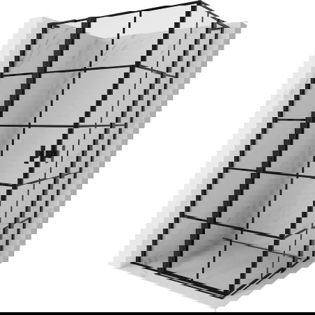 Mexen Mist L Duo cabină de duș cu uși batante 115 x 95 cm, grilaj negru, negru - 8A4L-115L-095P-70-77