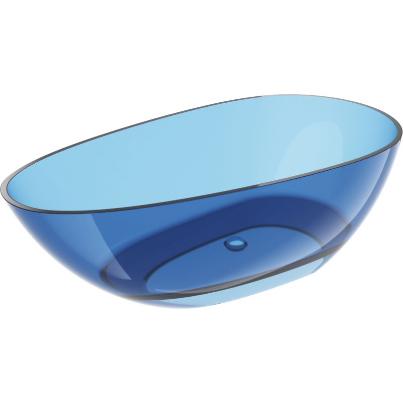 Mexen Glass denim szabadon álló átlátszó fürdőkád 170 x 85 cm, krómozott lefolyó - 58061708507