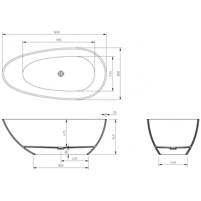 Mexen Glass fekete szabadon álló átlátszó 160 x 80 cm, króm dugó - 58061608013